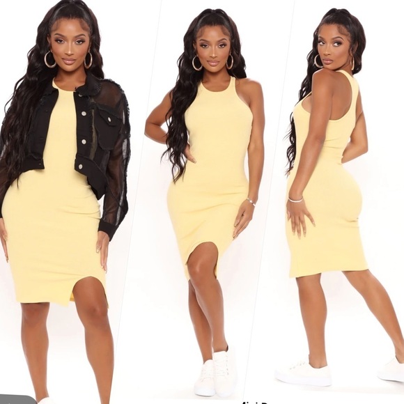 FASHION Nova Yellow Setting Standards Mini Dress. Size Medium & Large - Picture 1 of 1